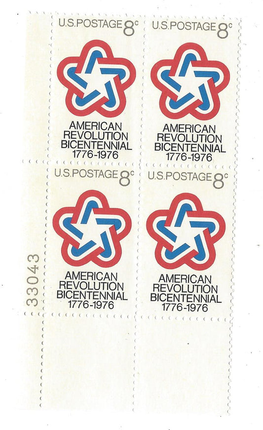 1971 American Revolution Plate Block Of 4 8c Postage Stamps - MNH, OG - Scott 1432`- CX226
