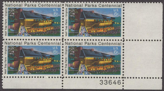 1972 - National Parks Centennial Plate Block Of 4 6c Postage Stamps - Scott 1452 - MNH, OG - CX520