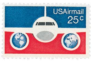 1976Plane and Globes Single 25c Air Mail Postage Stamp  - Scott C89-  MNH,OG