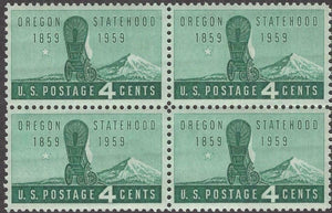 1959 Oregon Statehood - Block of 4 4c Postage Stamps - Sc# 1124 - MNH, OG - DS160