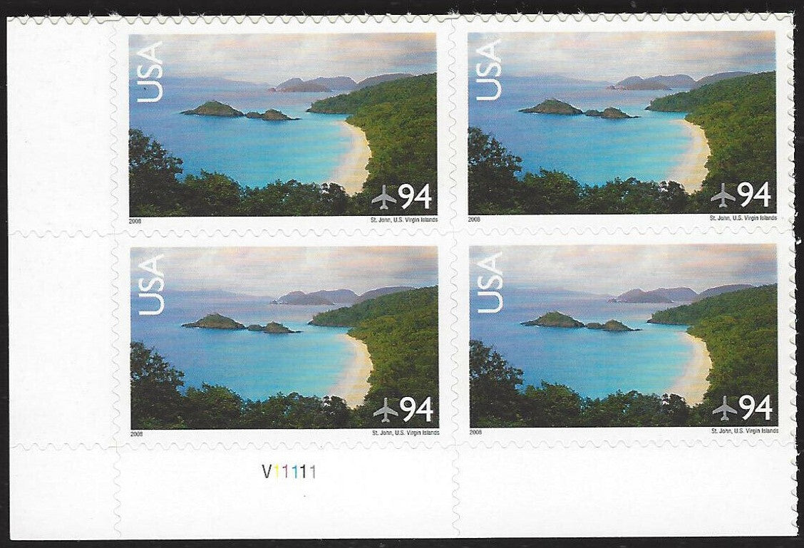 2008 US Virgin Islands Plate Block of 4 94c Postage Stamps- Scott C145 - MNH - CX824