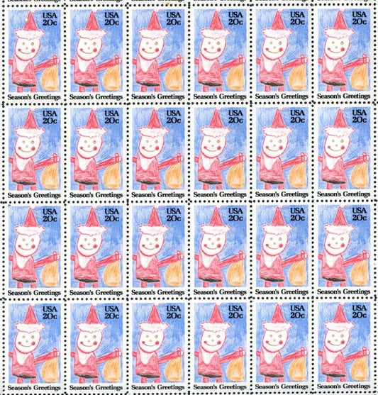 1984 Christmas Postage! - Santa Claus Group of 24 20c Postage Stamps For Christmas Stickers Scott 2108 - MNH, OG - CWA7b