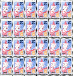 1984 Christmas Postage! - Santa Claus Group of 24 20c Postage Stamps For Christmas Stickers - Sc 2108 - MNH, OG - CWA7b