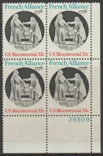 1978 French Allianice Bicentennial Plate Block Of 4 13c Postage Stamps - MNH, OG - Sc# 1753 - CX330