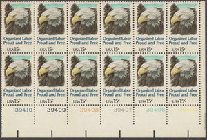 1980 Organized Labor Plate Block Of 12 15c Postage Stamps - Sc# 1831 - MNH, OG - CW21a