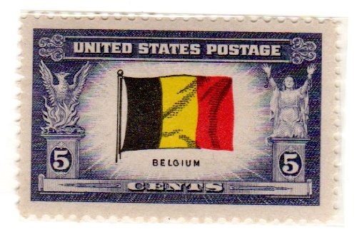 1943 Flag of Belgium Single 5c Postage Stamp - Scott914 - MNH,OG