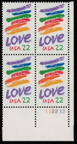 1985 Love Plate Block Of 4 22c Postage Stamps Scott 2143 - MNH, OG - CX881