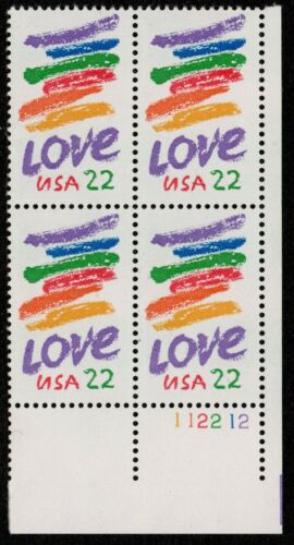 1985 Love Plate Block Of 4 22c Postage Stamps - Sc 2143 - MNH, OG - CX881
