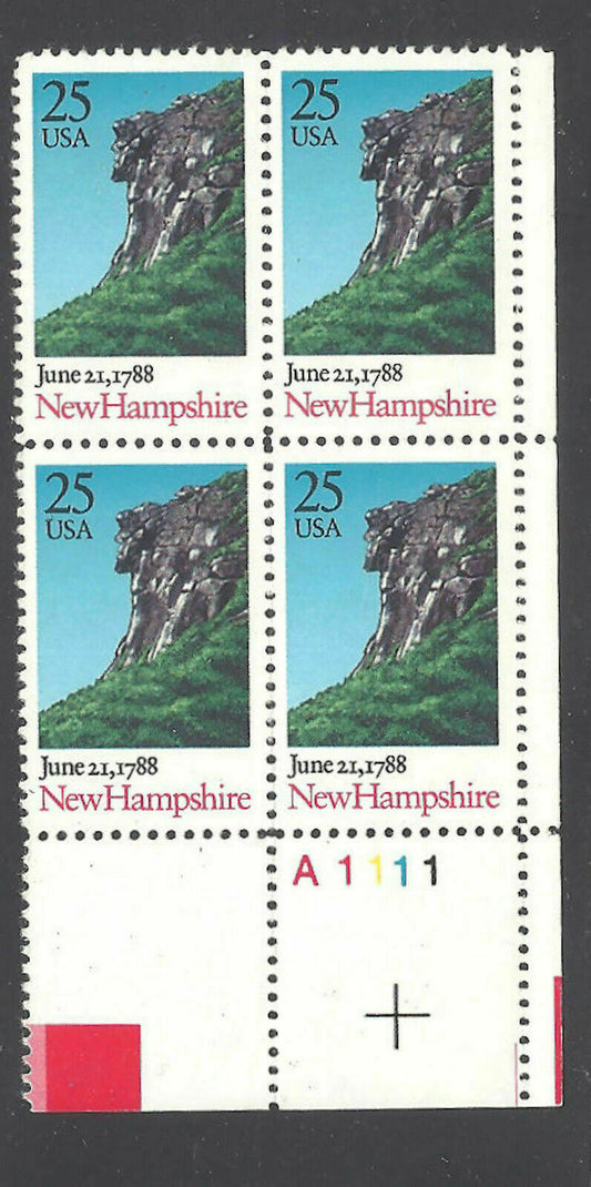 1988 New Hampshire - Constitution Ratification Plate Block Of 4 25c Postage Stamps - Scott 2344 - MNH, OG - CX463