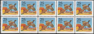 1987 Pheasant Booklet Pane Of 10 25c Postage Stamps - Sc# 2283, BK158 - MNH, OG - CX832