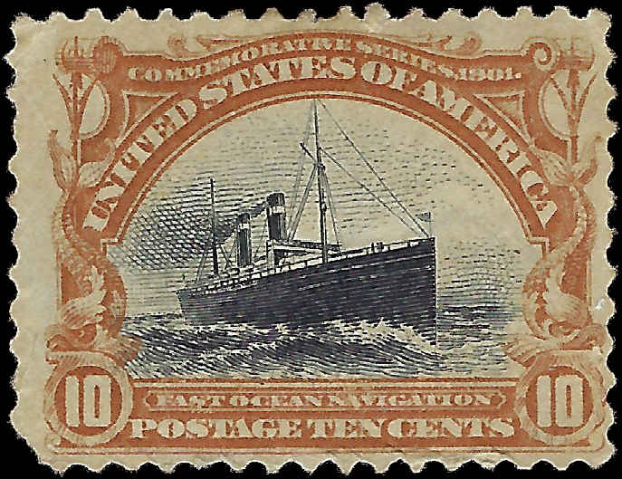 VEGAS - 1901 10c 1st Ocean Navigation - Scott299 - M, NG - Small Perf Tear Top