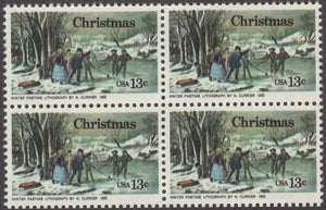 1976 Christmas Scene Blk Of 4 13c Postage Stamps Sc# 1703 - MNH, OG - CW309a