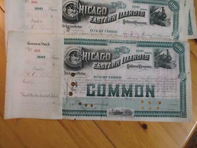 One 1889 Chicago & Eastern Illinois Railroad Stock Certificate - Read (FA101)