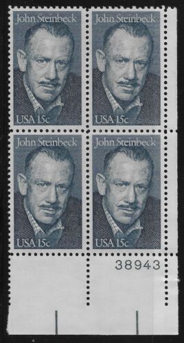 1979 John Steinbeck Plate Block Of 4 15c Postage Stamps - MNH, OG - Scott 1773 - CX319