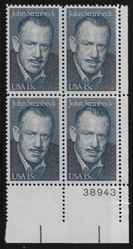 1979 John Steinbeck Plate Block Of 4 15c Postage Stamps - MNH, OG - Sc# 1773 - CX319
