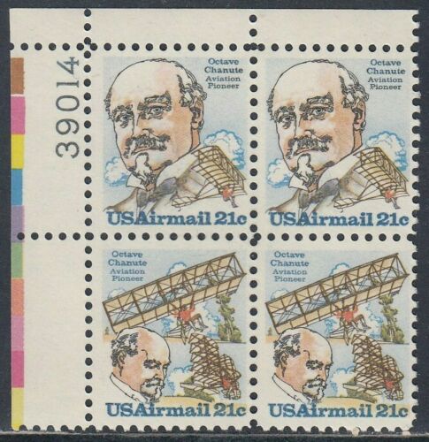 1979 Octave Chanute Plate Block Of 4 21c Postage Stamps - Sc C93 & C94 - MNH, OG - CX885