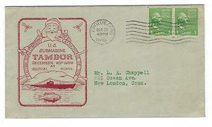 VEGAS - 1939 Submarine USS Tambor Launch Cover Christmas Theme - Groton - FF214