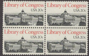 1982 Library Of Congress Block Of 4 20c Postage Stamps - Sc 2004 - MNH - CW463a