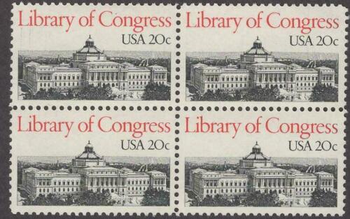 1982 Library Of Congress Block Of 4 20c Postage Stamps - Sc 2004 - MNH - CW463a