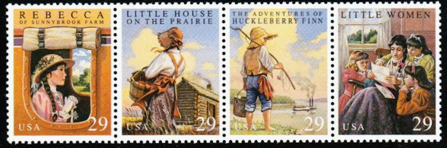 1993 Children's Classic Novels Strip Of 4 29c Postage Stamps Scott 2785-2788 - CW376a