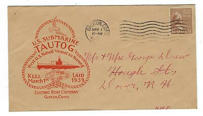 VEGAS - 1939 Submarine USS Tautog Keel Laid Cover - Groton - FF210