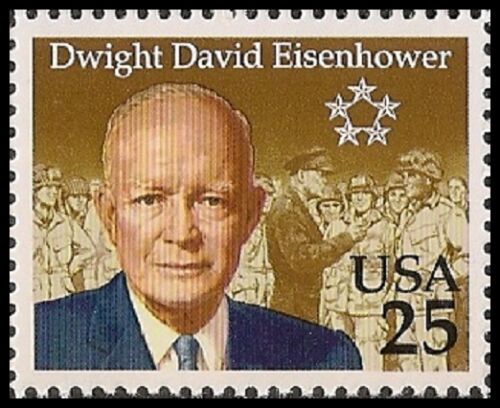 1990 President Dwight D Eisenhower Single 25c Postage Stamp Scott #2513 - MNH - CW460