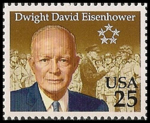 1990 President Dwight D Eisenhower Single 25c Postage Stamp - Sc #2513 - MNH - CW460