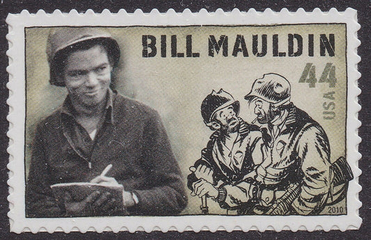 2010 Bill Mauldin Military Cartoonist Single 44c Postage Stamp - MNH, OG - Scott 4445