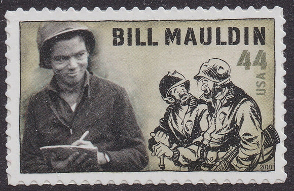 2010 Bill Mauldin Military Cartoonist Single 44c Postage Stamp - MNH, OG - Sc# 4445