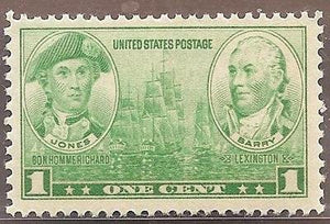 1936 John Paul Jones And John Barry Scott Single 1c Postage Stamp - Sc#790 - MNH,OGVF