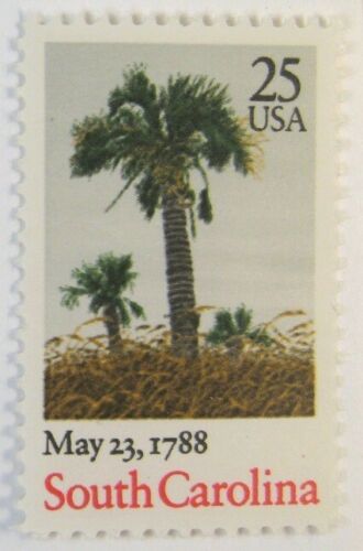 1988 South Carolina Statehood Single 25c Postage Stamp - Scott 2343 - MNH, OG - CX869b