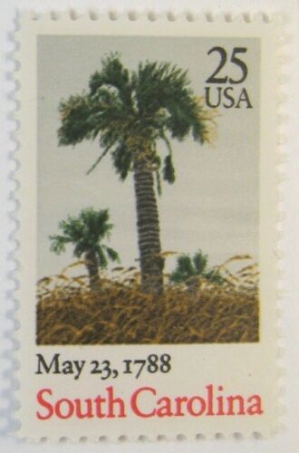 1988 South Carolina Statehood Single 25c Postage Stamp - Sc# 2343 - MNH, OG - CX869b