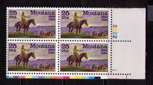 1989 Montana Plate Block of 4 25c Postage Stamps - MNH, OG - Scott# 2401 - CX893