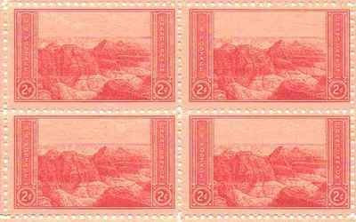 1934 Grand Canyon Block of  4 2c Postage Stamps  - Scott741 - MNH,OG