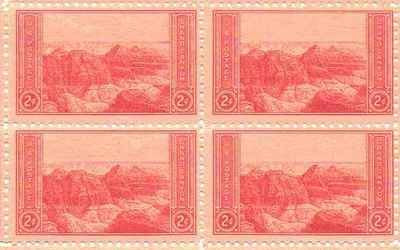 1934 Grand Canyon Block of  4 2c Postage Stamps  - Sc#741 - MNH,OG