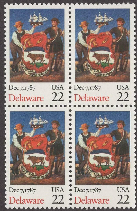 1987 Delaware - Constitution Ratification Block Of 4 22c Postage Stamps -Scott 2336 -MNH, OG - CQ60a