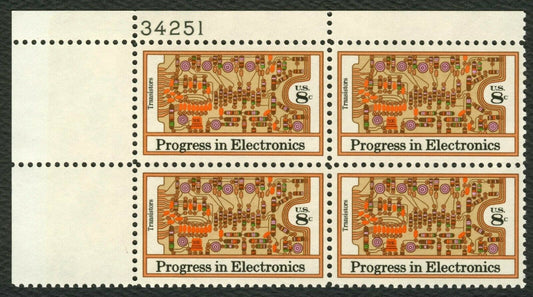 1973 Progress In Electronics Plate Block Of 4 8c Postage Stamps - Scott 1501 - MNH, OG - CX561