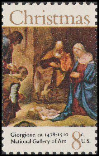 1971 Christmas Nativity Single 8c Postage Stamp - Scott 1444 - MNH, OG - CW301b