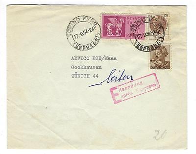 1964 Italy To Switzerland Express Mail Cover With Expresso Stamp (KK63)