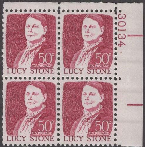1968 Lucy Stone Plate Block of 4 50c Postage Stamps - MNH, OG - Sc# 1293
