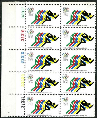 1972 Summer Olympics Running Plate Block Of 10 15c Postage Stamps - MNH, OG - Sc# 1462 - CQ87a