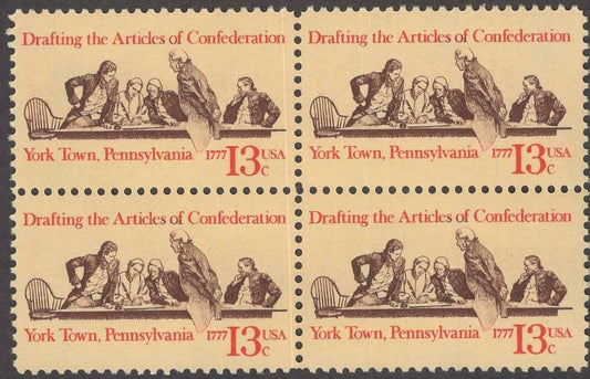 1978 Drafting Articles Of Confederation Block Of 4 13c Postage Stamps - MNH, OG - Scott 1726 - CT74a