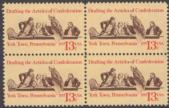 1978 Drafting Articles Of Confederation Block Of 4 13c Postage Stamps - MNH, OG - Sc# 1726 - CT74a