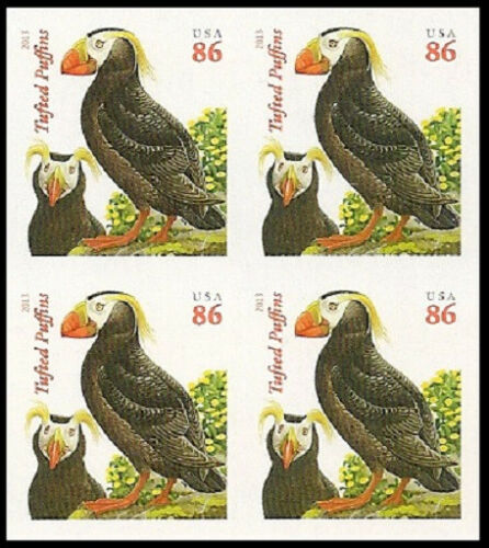 2013 Puffins Block of 4 86c Postage Stamps - Scott 4737 - MNH - CX811