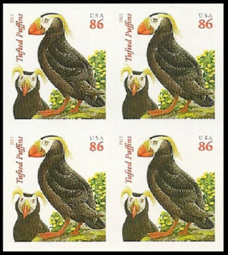 2013 Puffins Block of 4 86c Postage Stamps - Sc# 4737 - MNH - CX811