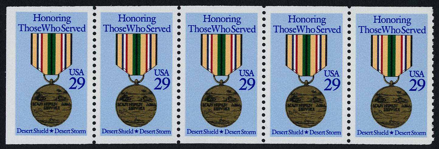 1991 Honor Desert Shield/Storm Booklet Pane Of 5 29c - Scott 2552 - MNH, OG - CX534