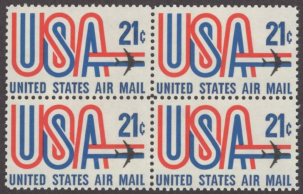 1971-73 USA & Jet Block Of 4 21c Postage Stamps - MNH, OG - Scott C81- CX432a