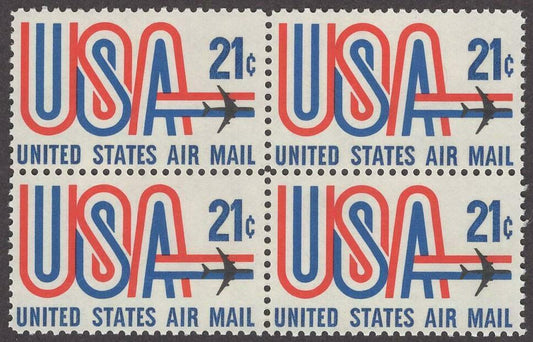 1971-73 USA & Jet Block Of 4 21c Postage Stamps - MNH, OG - Scott C81- CX432a