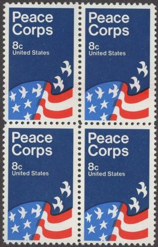 1972 - Peace Corps Block of 4 8c Postage Stamps - Scott 1447 - MNH, OG - DS165
