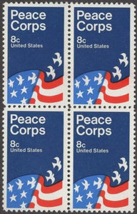 1972 - Peace Corps Block of 4 8c Postage Stamps - Sc# 1447 - MNH, OG - DS165